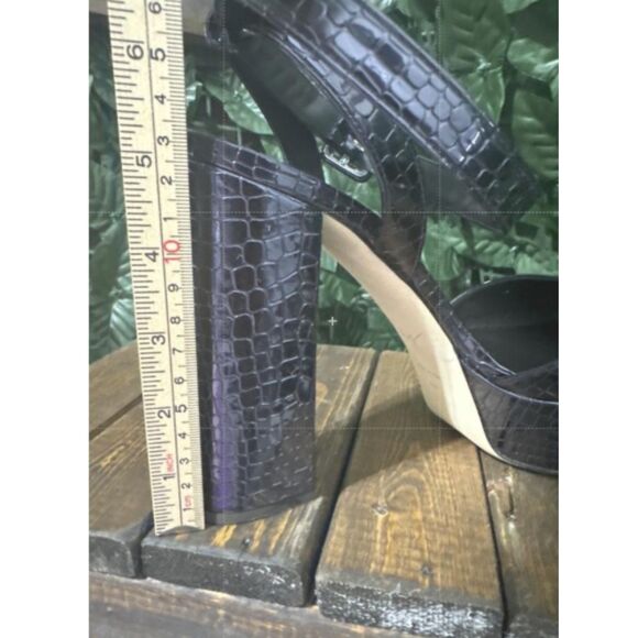 Giuseppe Zanotti Platform Heeled Sandal 40 Square Peep Toe Cocktail Navy Betty - Picture 8 of 9